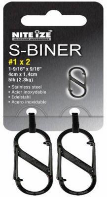 Nite Ize SB1-2PK-01 S-Biner Stainless Steel Dual Carabiner, #1, Black, 2-Pack
