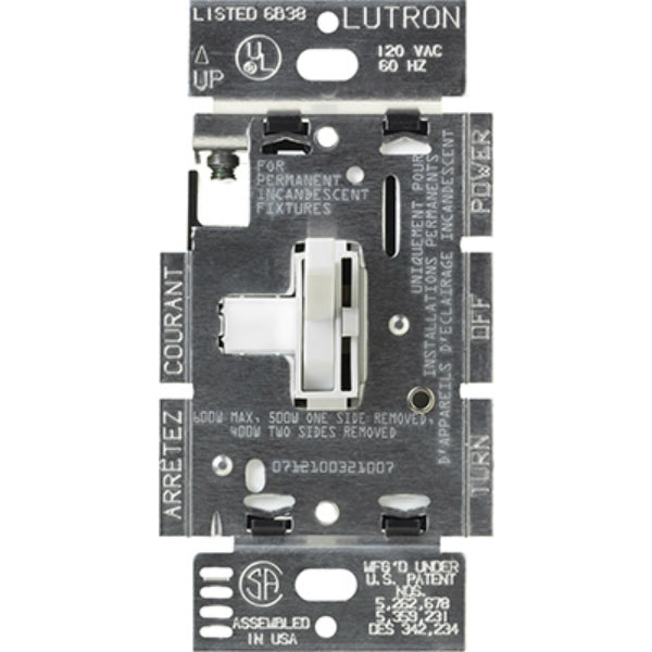 Lutron TG-603PGH-WH 3-Way Preset Slide Dimmer, 600W, White