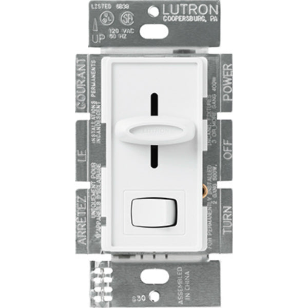 Lutron® S-603PGH-WH Skylark® Preset Slide Single & Way Dimmer, 600W, White