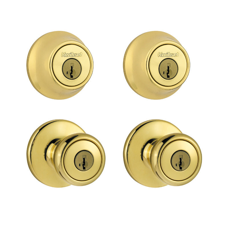 Kwikset® 242T-3-CP-6AL-K2 Security Combo Lockset, Polished Brass