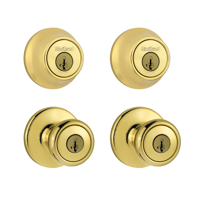Kwikset® 242T-3-CP-6AL-K2 Security Combo Lockset, Polished Brass