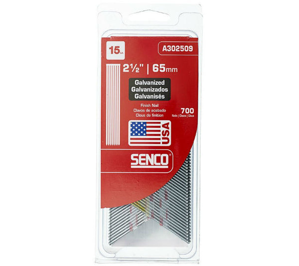 Senco® A302509 Galvanized 34° Angled Strip Finish Nail, 2-1/2", 700-Ct, 15 Gau