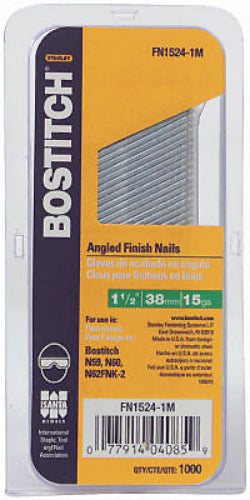 Bostitch® FN1524-1M "FN" Style Angled Finish Nails, 1-1/2", 15 Gauge, 1000-Pack