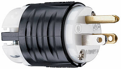 Pass & Seymour Straight Blade Plug, 2 Pole, 15A