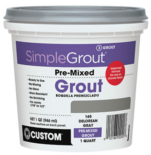 Custom® PMG165QT SimpleGrout® Pre­Mixed Grout, 1 Qt, Delorean Gray