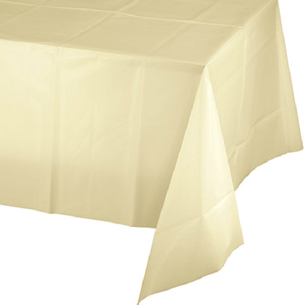 Creative Converting™ 01489 Plastic Banquet Table Cover, Ivory, 54" x 108"