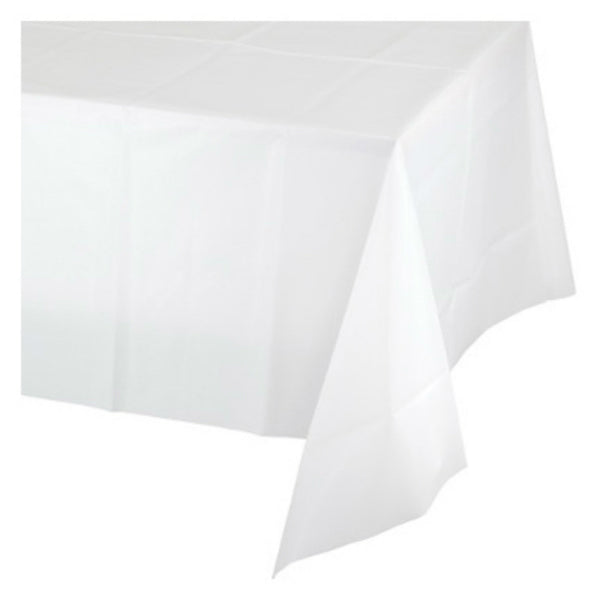Creative Converting™ 01255 Plastic Banquet Table Cover, White, 54" x 108"