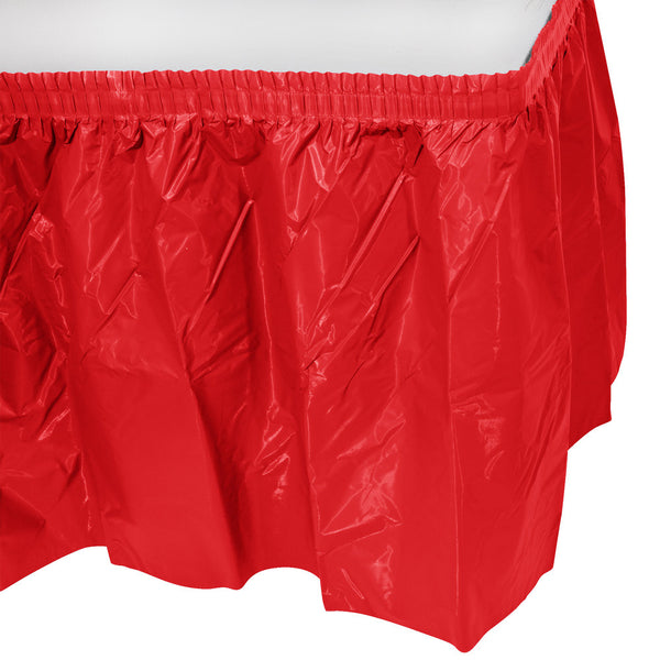 Creative Converting™ 010052 Plastic Table Skirt, Classic Red, 14'