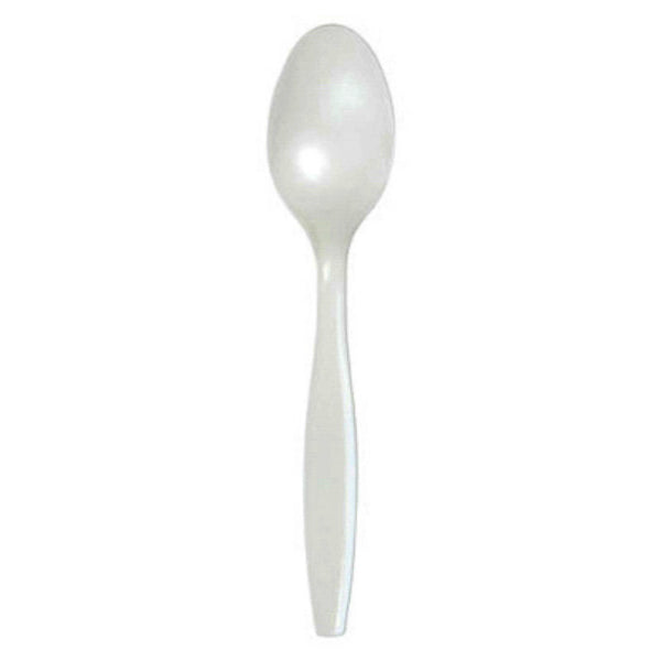 Creative Converting™ 010550B Touch Of Color Premium Plastic Spoons, White, 50-Ct
