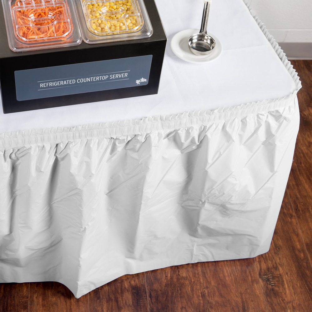 Creative Converting™ 010047C Plastic Table Skirt, White, 14'