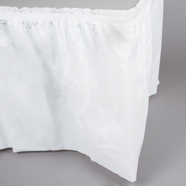 Creative Converting™ 010047C Plastic Table Skirt, White, 14'
