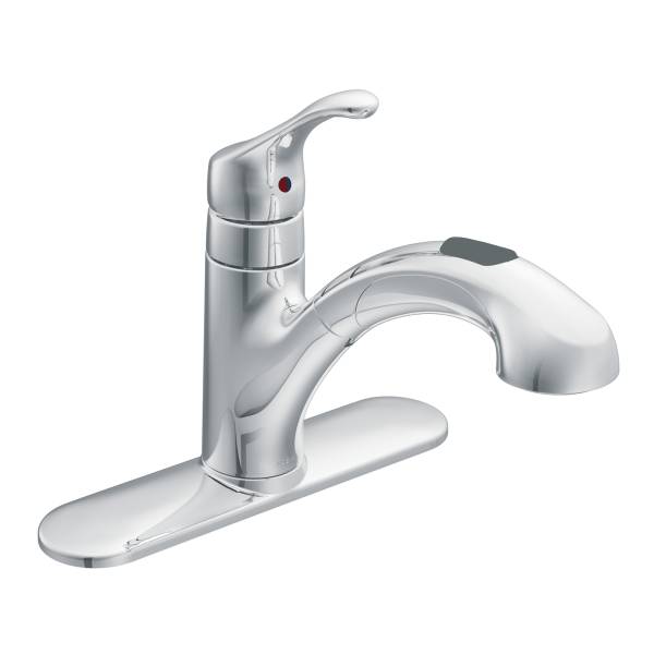 Moen CA87316C Renzo™ One-Handle Low Arc Pullout Kitchen Faucet, Chrome