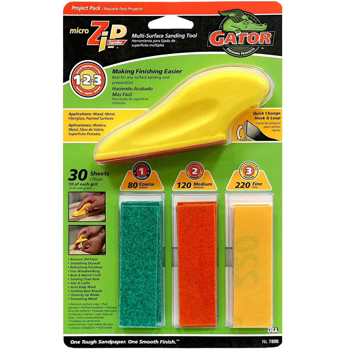 Gator 7800 MicroZip Multi-Surface Sanding Tool Kit with Refill Sanding Sheets