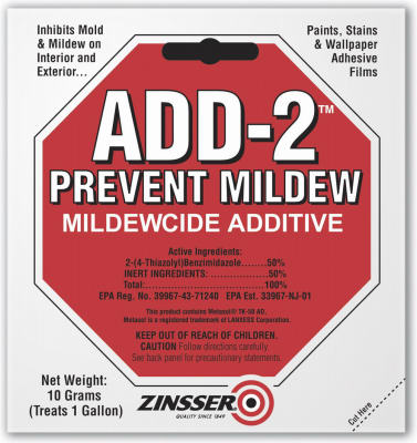 Zinsser 60511 Add 2 Interior & Exterior Mildewcide Additive, 10 Gram