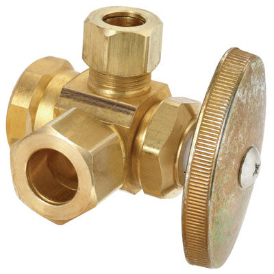 Brass Craft Dual Outlet Valve, 1/2" FIP x 1/2", Rough Brass