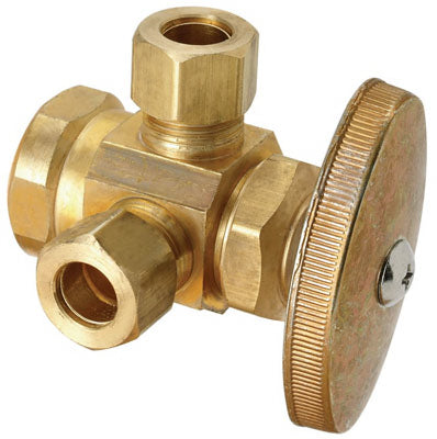 Brass Craft Dual Outlet Valve, 1/2" FIP x 3/8", Rough Brass