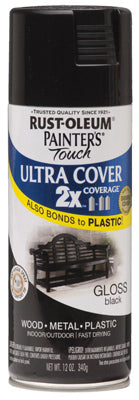 Rust-Oleum® 249122 Painter's® Touch 2x Spray Paint, 12 Oz, Gloss Black
