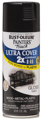 Rust-Oleum® 249122 Painter's® Touch 2x Spray Paint, 12 Oz, Gloss Black