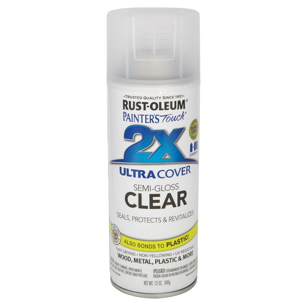 Rust-Oleum Painters Touch 2x Spray Paint, 12 Oz, Semi-Gloss Clear