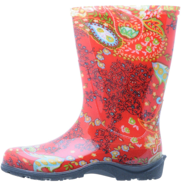 Sloggers® 5004RD07 Women's Rain & Garden Tall Boot, Paisley Red Print, Size 7