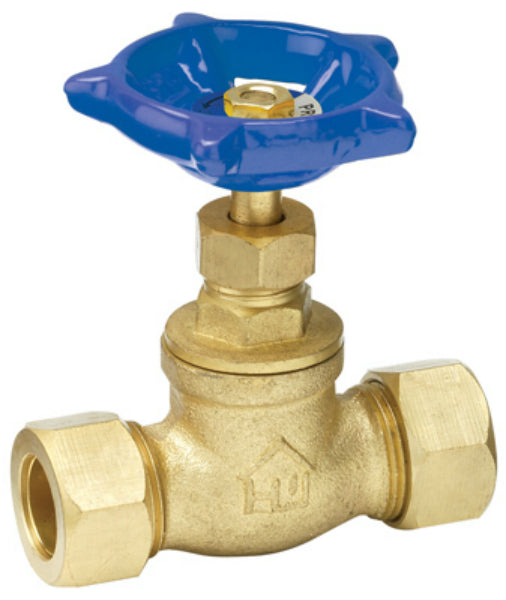 Homewerks® 230-1-34-34 Lead-Free Brass Stop Valve, 3/4" Compression