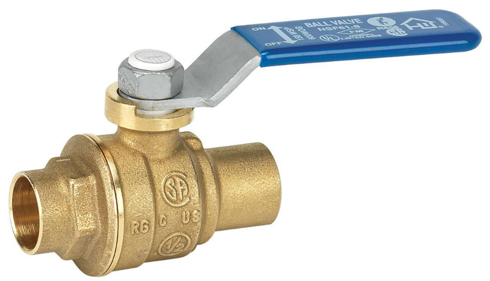 Homewerks 116-4-114-114 Lead-Free Brass Full Port Ball Valve, Solder End, 1-1/4"