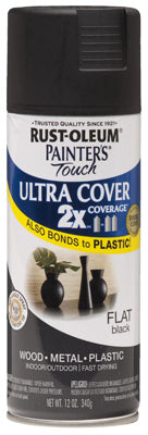 Rust-Oleum® 249127 Painter's® Touch 2x Spray Paint, 12 Oz, Flat Black