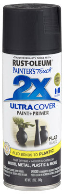 Rust-Oleum® 249127 Painter's® Touch 2x Spray Paint, 12 Oz, Flat Black