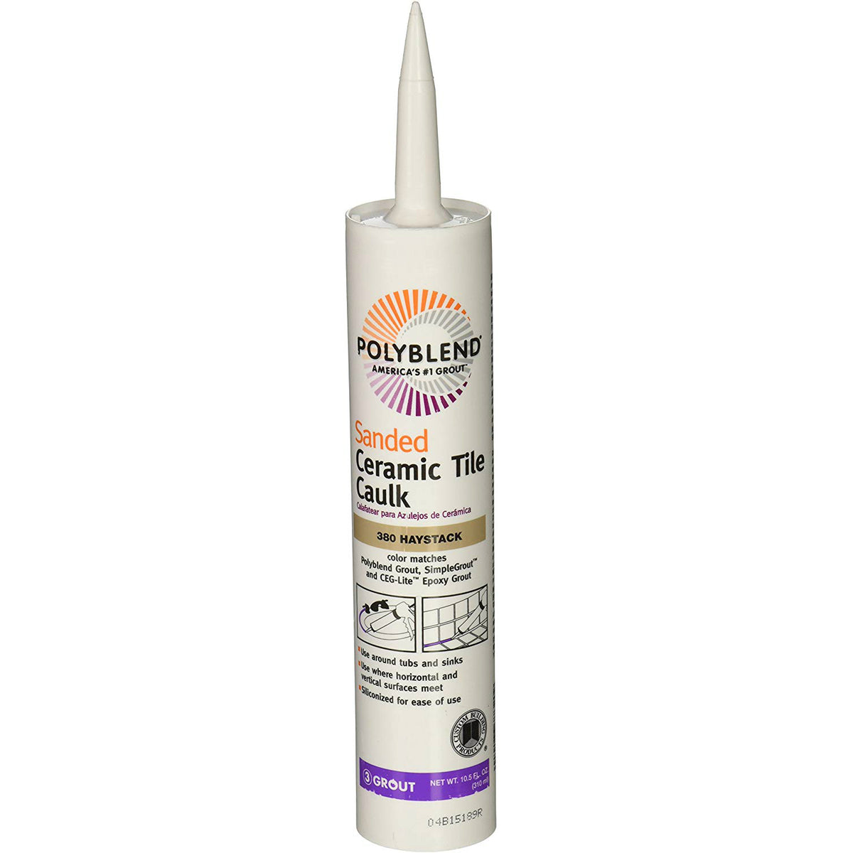 Polyblend PC38010S-6 Sanded Ceramic Tile Caulk, #380 Haystack, 10.5 Oz