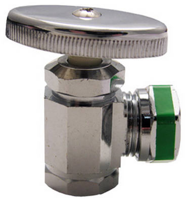 Lasco 06-7025 Angle Stop Valve Rubber Slip Joint Outlet, Chrome