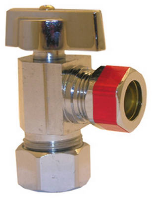 Lasco 06-9213 Quarter Turn Angle Stop Valve, 5/8" x 1/2", Chrome