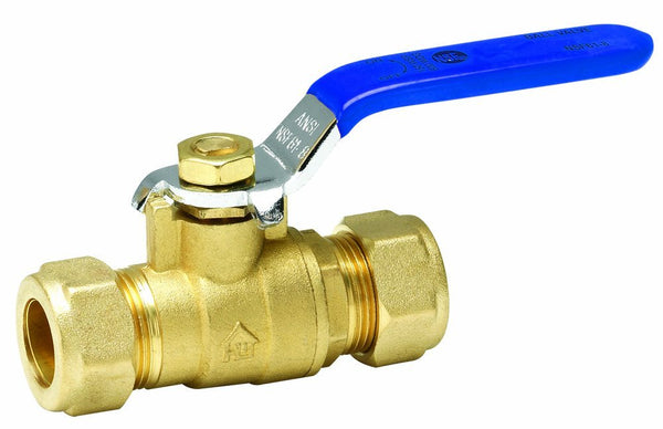 Homewerks 111-1-34-34 Lead-Free Brass Compression Standard Port Ball Valve, 3/4"