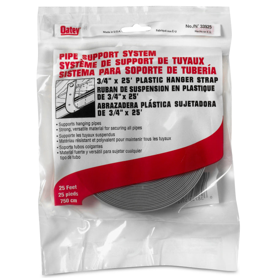 Oatey® 33925 Plastic Hanger Strap, 3/4" x 25', Gray