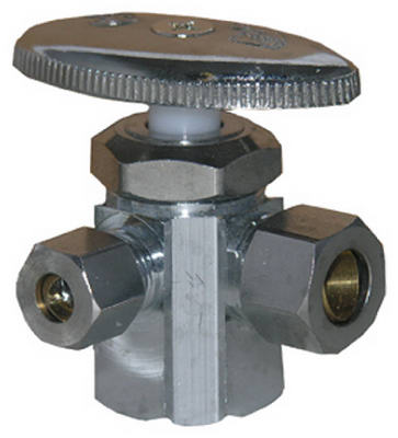 Lasco 06-7319 Dual Outlet Water Valve 1/2" x 3/8" x 1/4", 3-Way