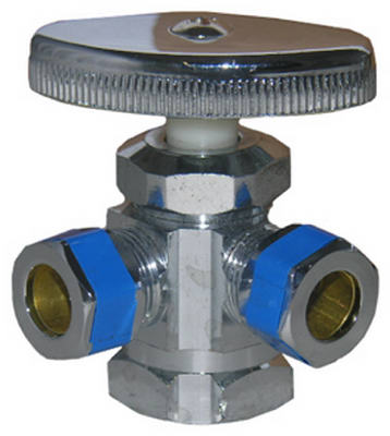 Lasco 06-7321 Dual Outlet Water Valve 1/2" x 3/8" x 3/8", 3-Way