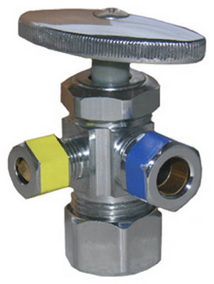 Lasco 06-7353 3-Way Angle Valve, 5/8" x 3/8" x 1/4"