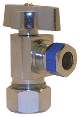 Lasco 06-9211 Quarter Turn Angle Stop Valve, 5/8" x 3/8", Chrome