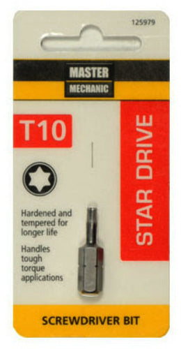 Master Mechanic 125979 Star Drive Torx 10 Insert Bit Tip, 1"