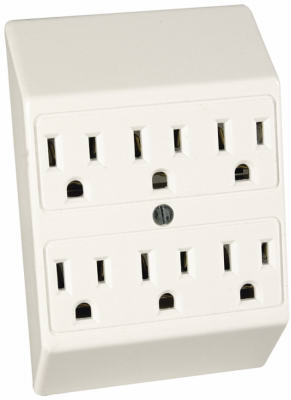 Pass & Seymour Plug In 6 Way Electrical Outlet Adapter, 125V, Ivory