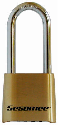 Sesamee K437 4-DialCombination Brass Lock With 2-1/4" Shackle