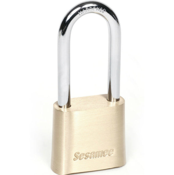 Sesamee K437 Long Shackle Combination Padlock with 2-1/4" Shackle, Solid Brass