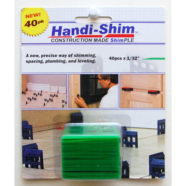 Handi-Shim HS13240GR Plastic Shim, 1/32", Green, 40-PC