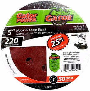 Gator 4340 Hook & Loop Sanding Disc, 8 Hole, 5"