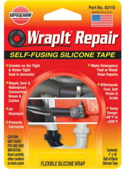 VersaChem® 82110 WrapIt™ Repair Self-Fusing Silicone Tape, Black, 1" x 10'