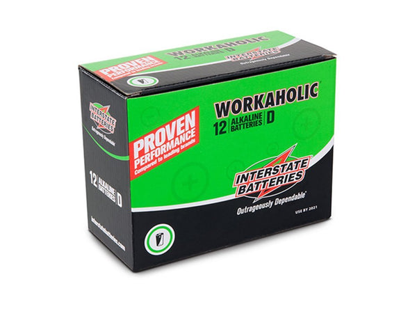 Interstate Batteries DRY0085 Workaholic "D" Alkaline Battery, 12-Pack