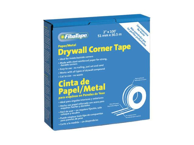 FibaTape® FDW6622-U Metal Corner Tape, 2" x 100', White