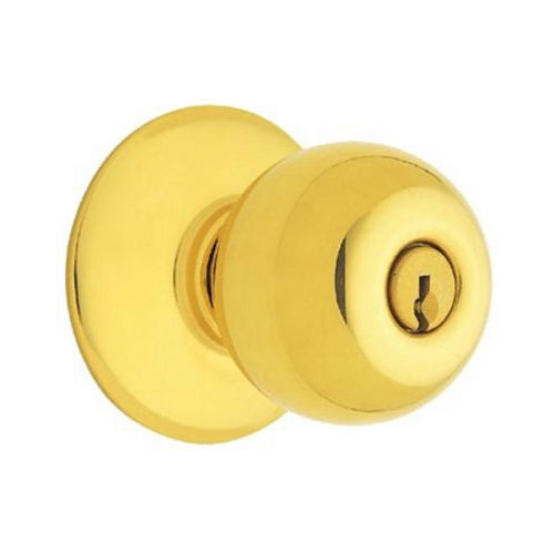 Schlage F80ORB605KD Orbit Design Storeroom Lockset Knob, Bright Brass