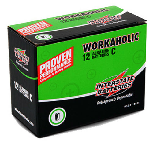 Interstate Batteries DRY0080 Workaholic "C" Alkaline Battery, 12-Pack