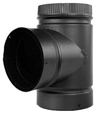 Selkirk DSP6TE-1 Double Wall Smoke Pipe Tee With Cap, Black, 6"