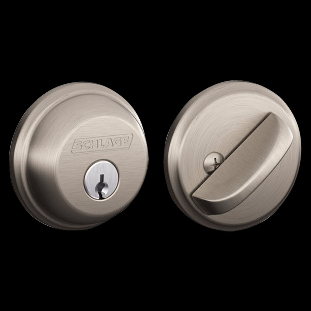 Schlage B60N619 Single Cylinder Deadbolt, Satin Nickel